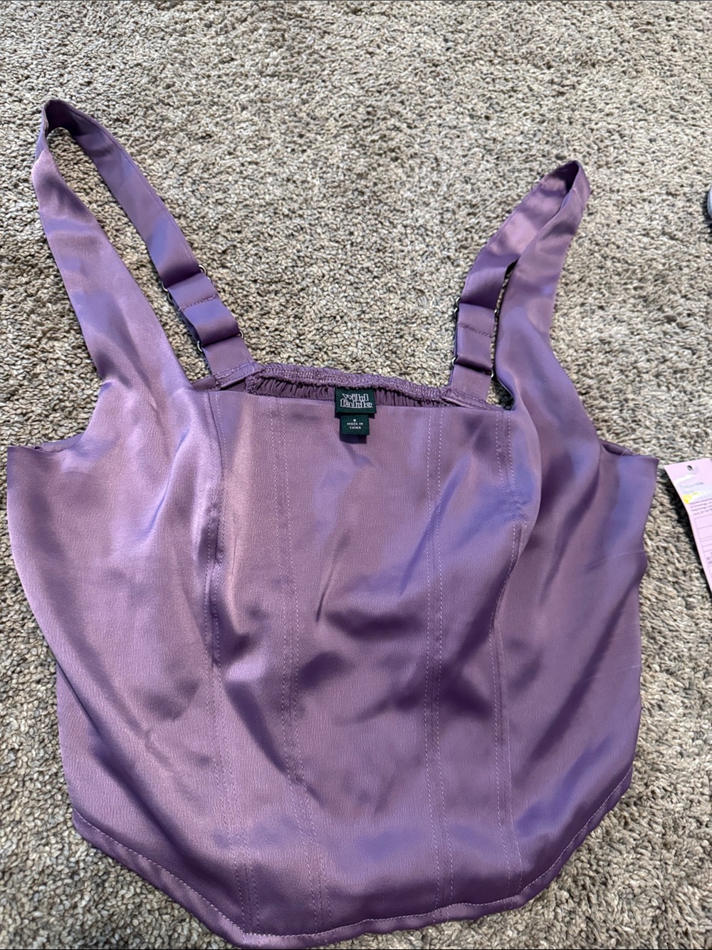 wild fable Lavender Satin Square-Neck Tank